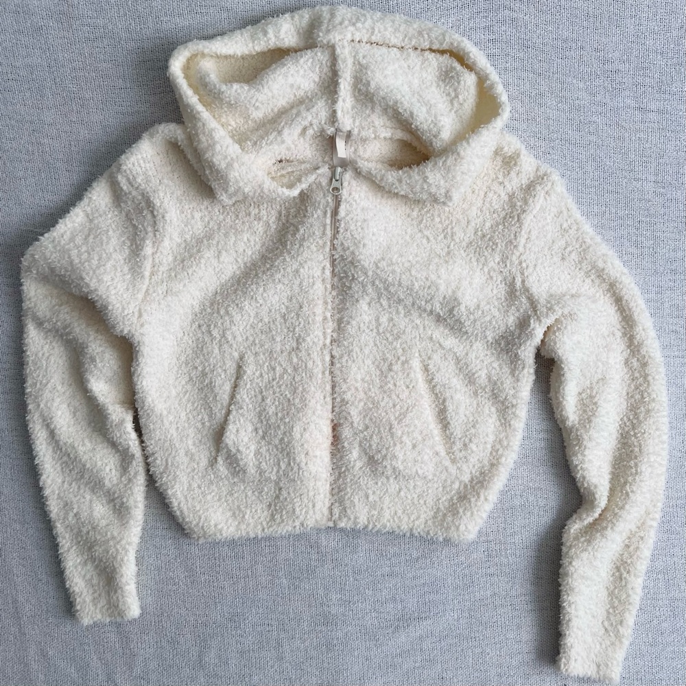 SKIMS Cream Textured Zip-Up Jacket